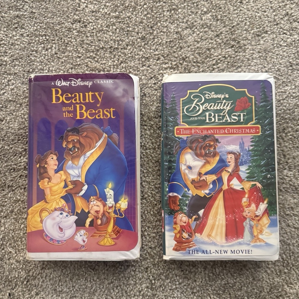 Beauty & The Beast VHS Lot Black Diamond The Classics & Enchanted Christmas